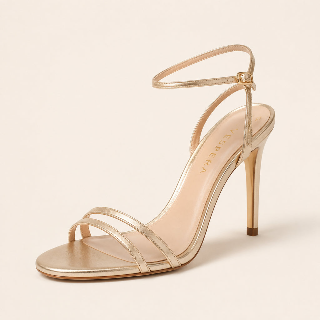 Amara Stiletto Sandal 100 — Champagne Metallic