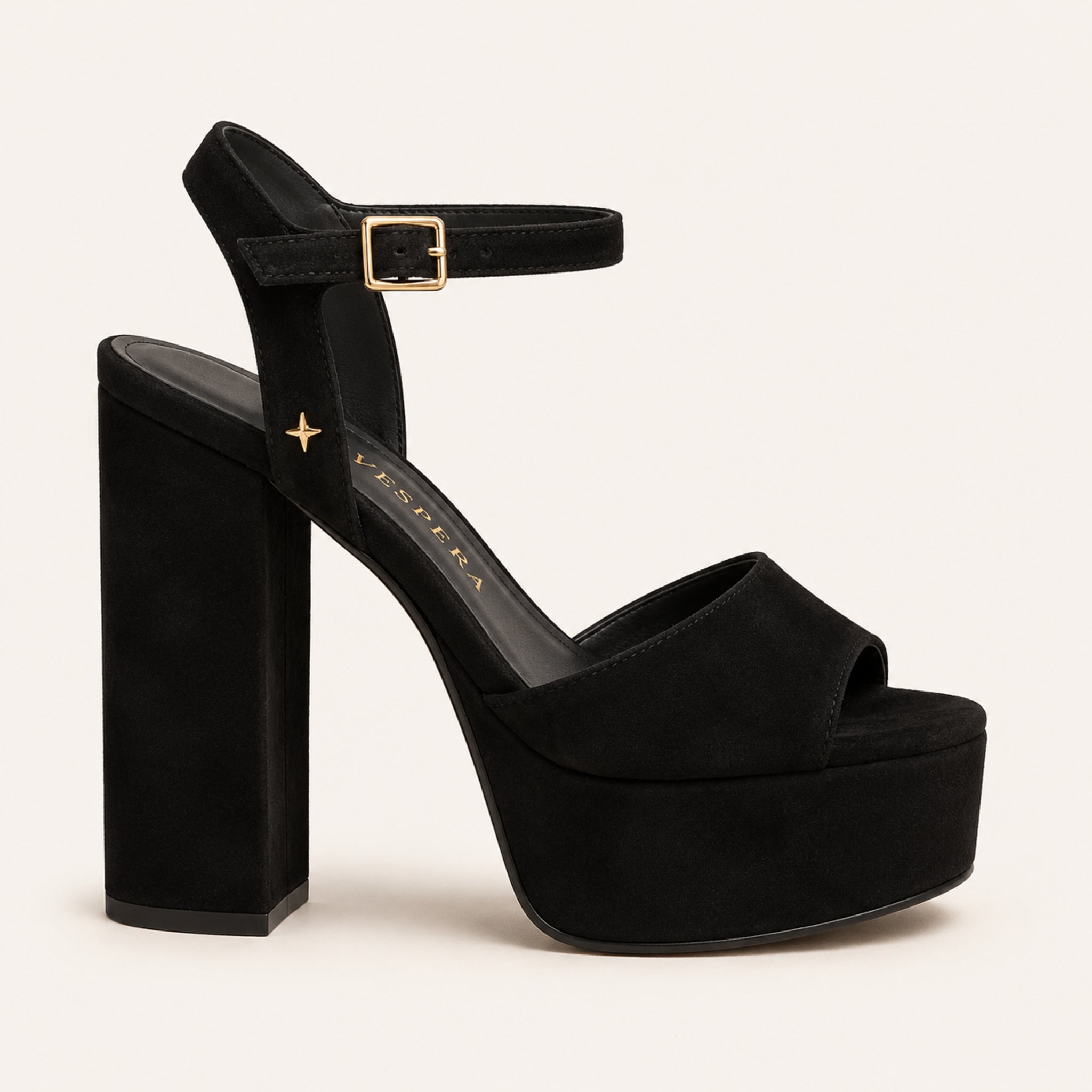 Anouk Platform Sandal — Noir Suede