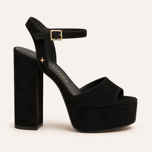 Anouk Platform Sandal — Noir Suede