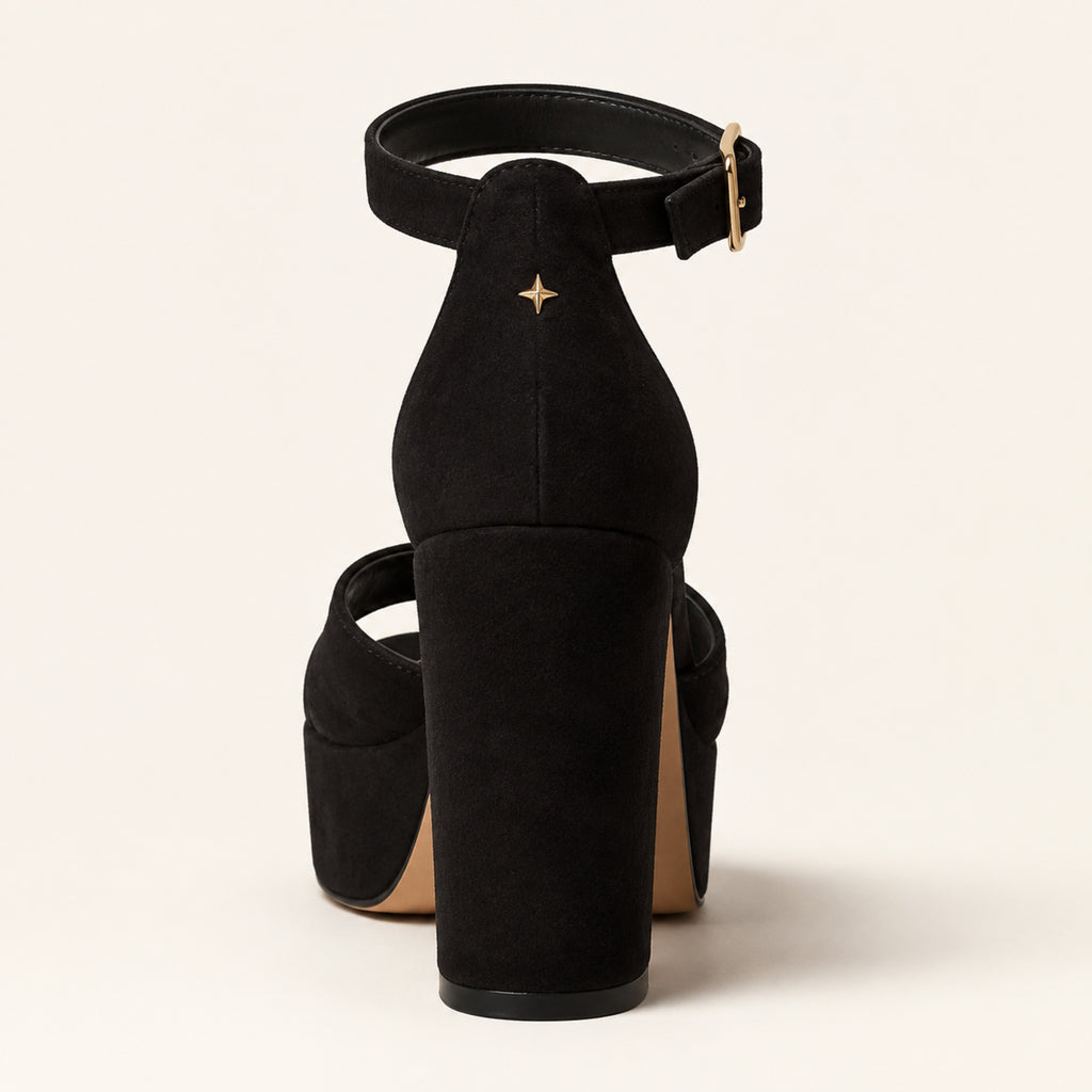 Anouk Platform Sandal — Noir Suede