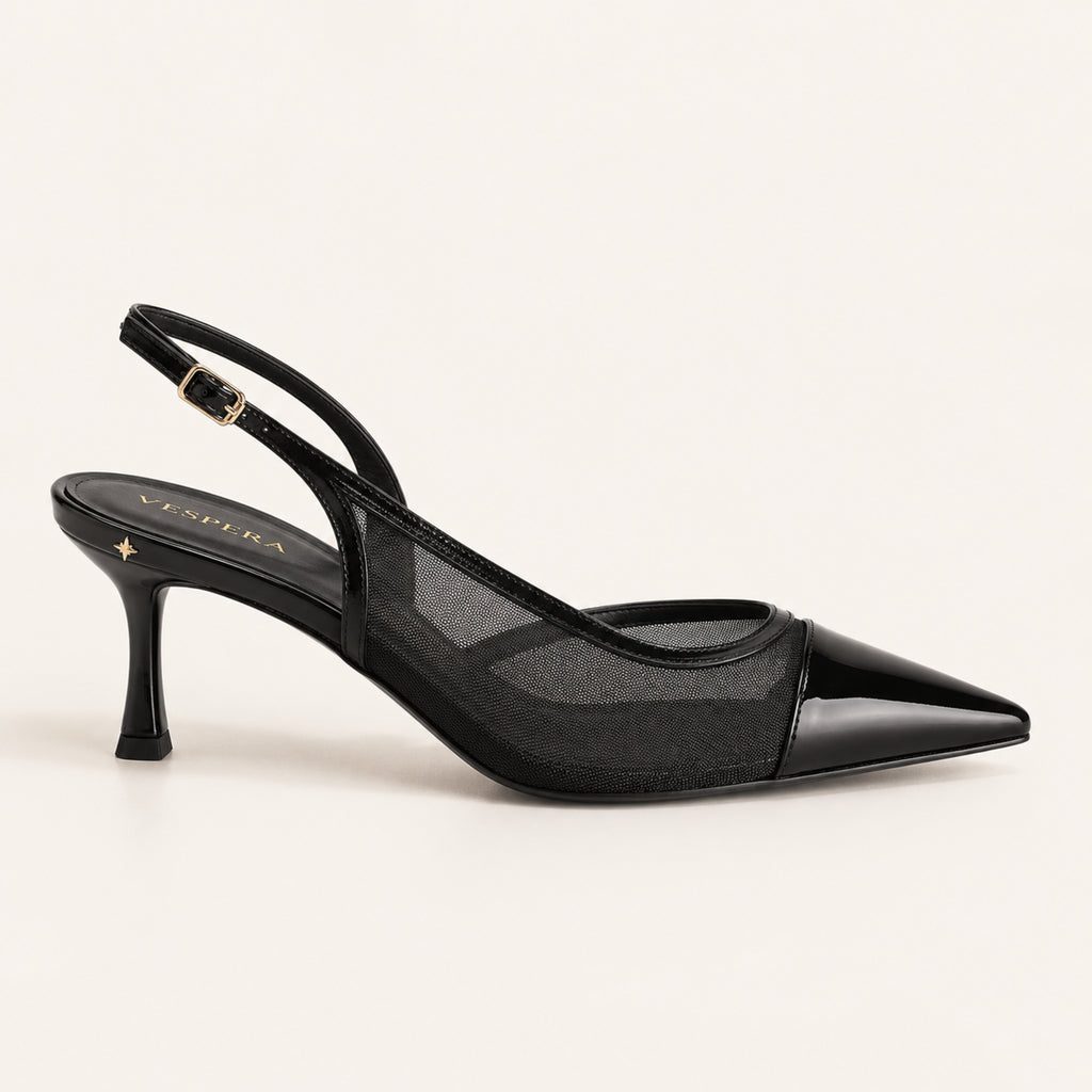 Aurélie Slingback 65 — Noir Mesh