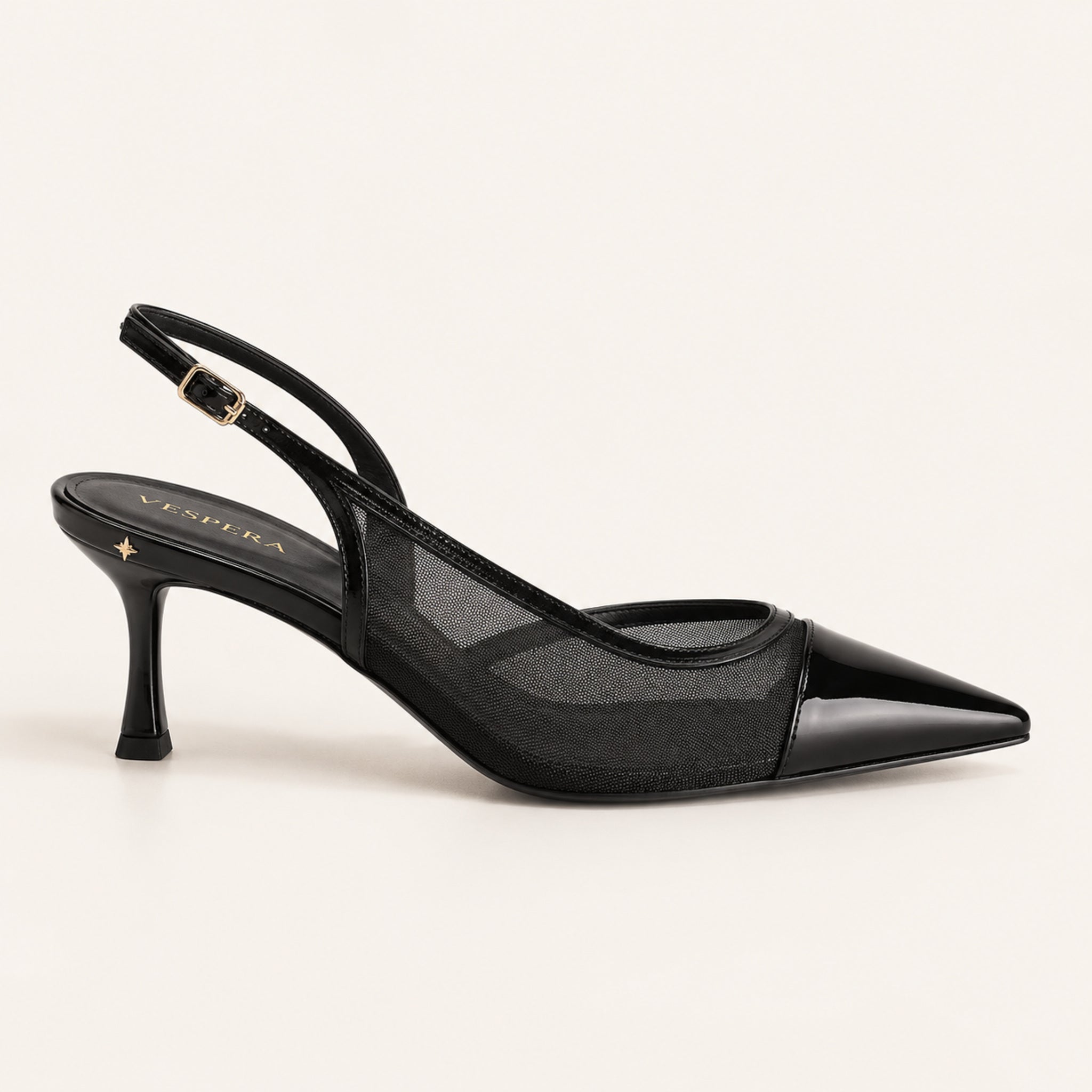 Aurélie Slingback 65 — Noir Mesh