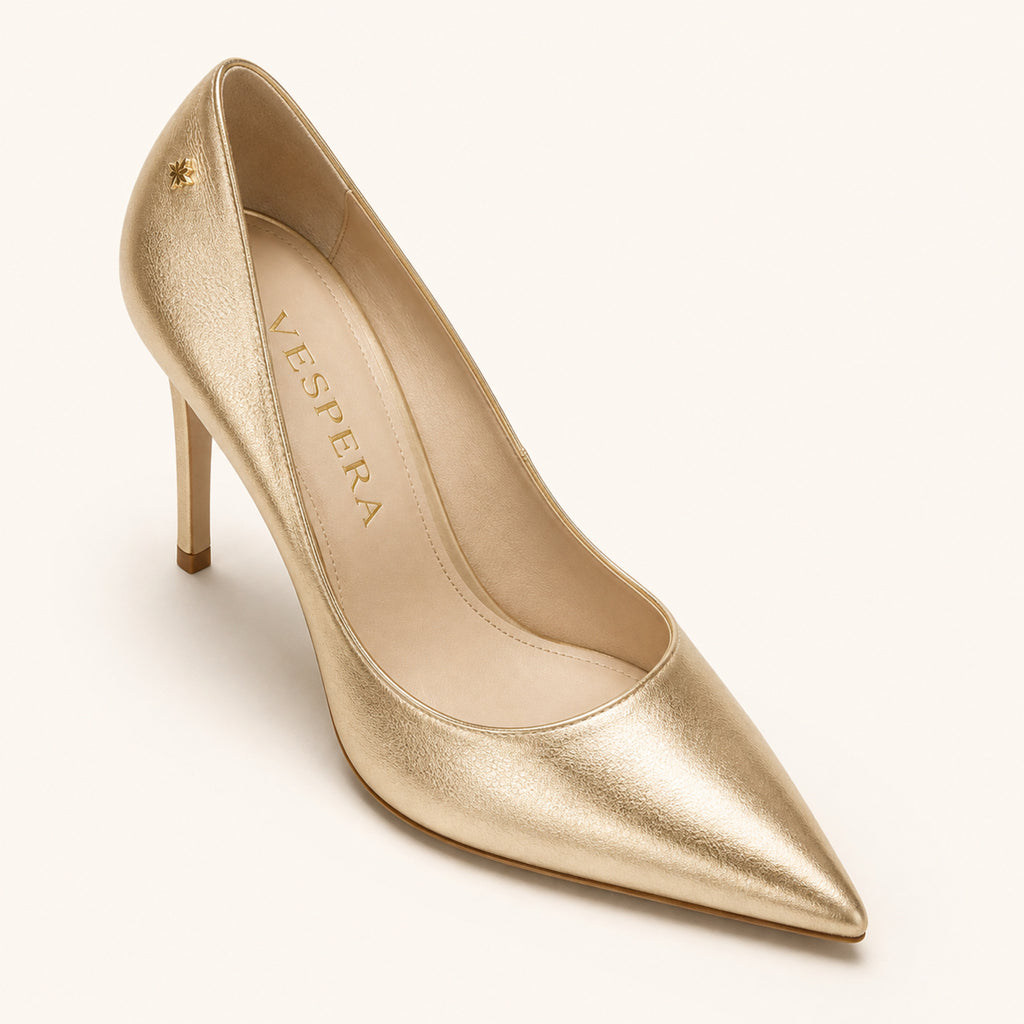 Céleste Pump 105 — Champagne Metallic