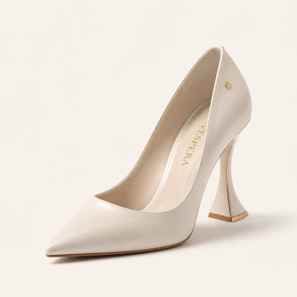 Esmé Sculptural Heel 95 — Porcelain Leather