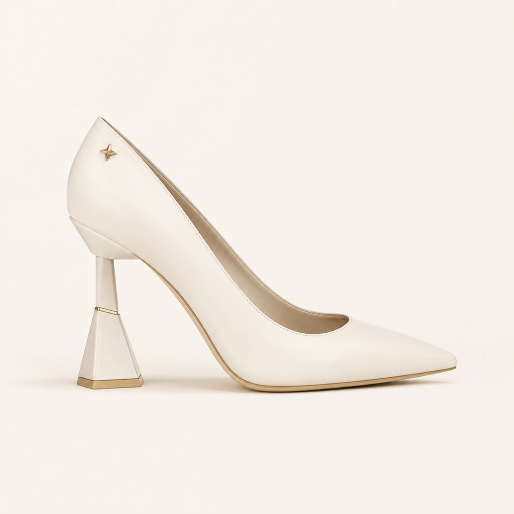 Esmé Sculptural Heel 95 — Porcelain Leather