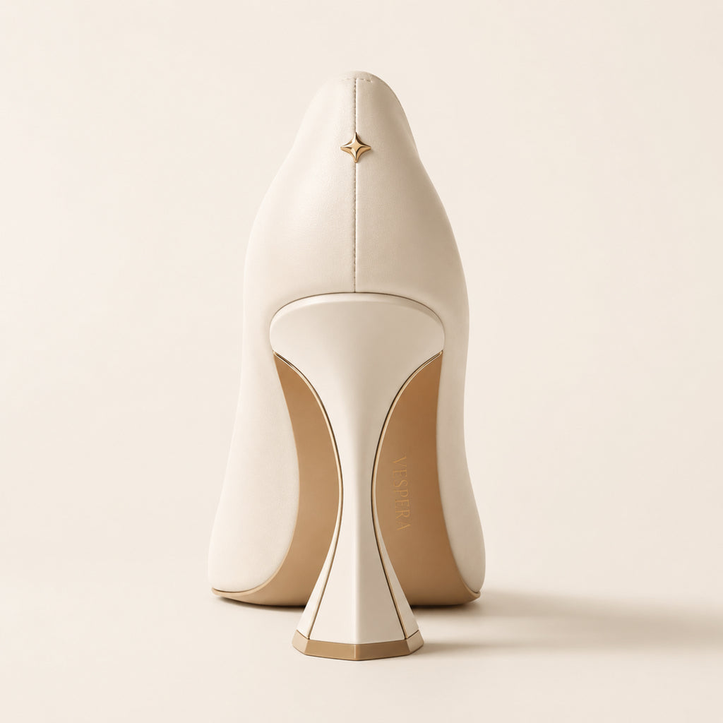 Esmé Sculptural Heel 95 — Porcelain Leather