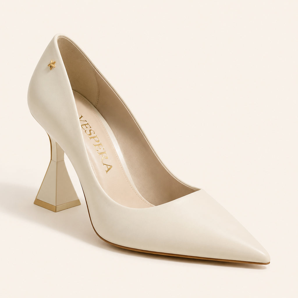 Esmé Sculptural Heel 95 — Porcelain Leather