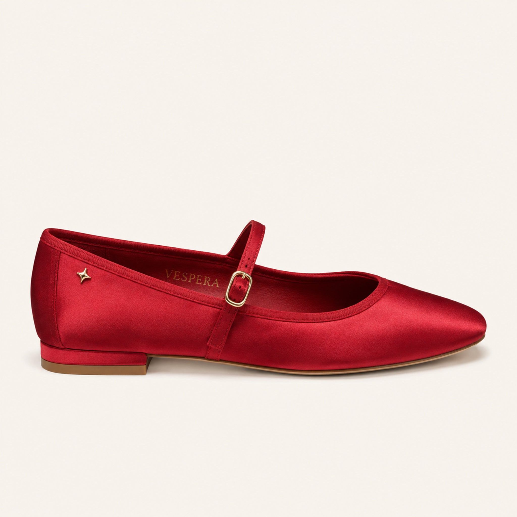Garance Mary Jane Flat — Cherry Satin