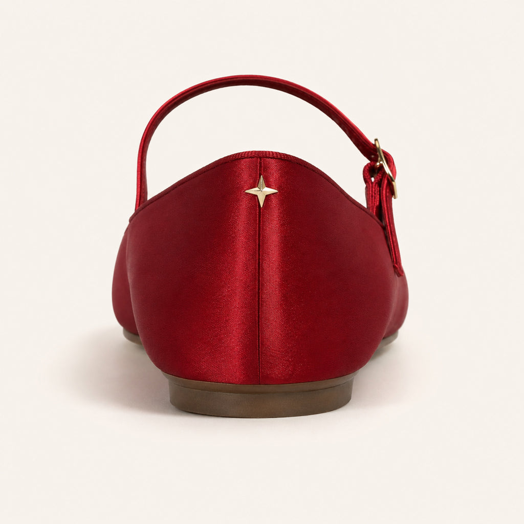 Garance Mary Jane Flat — Cherry Satin