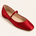 Garance Mary Jane Flat — Cherry Satin