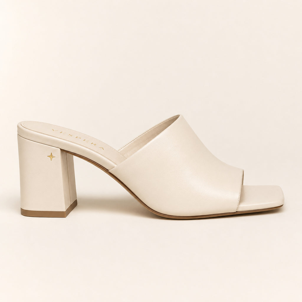 Ines Mule 75 — Porcelain Leather