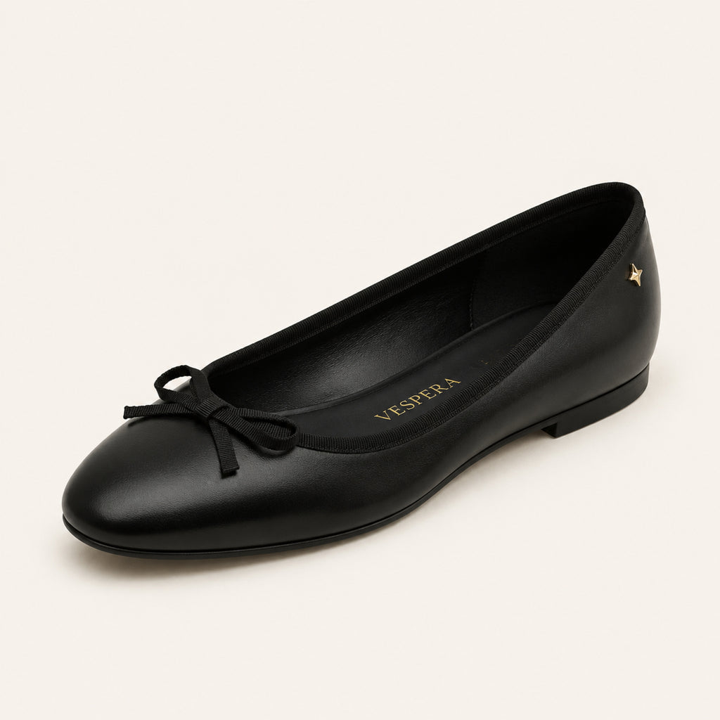 Margaux Ballet Flat — Noir Leather