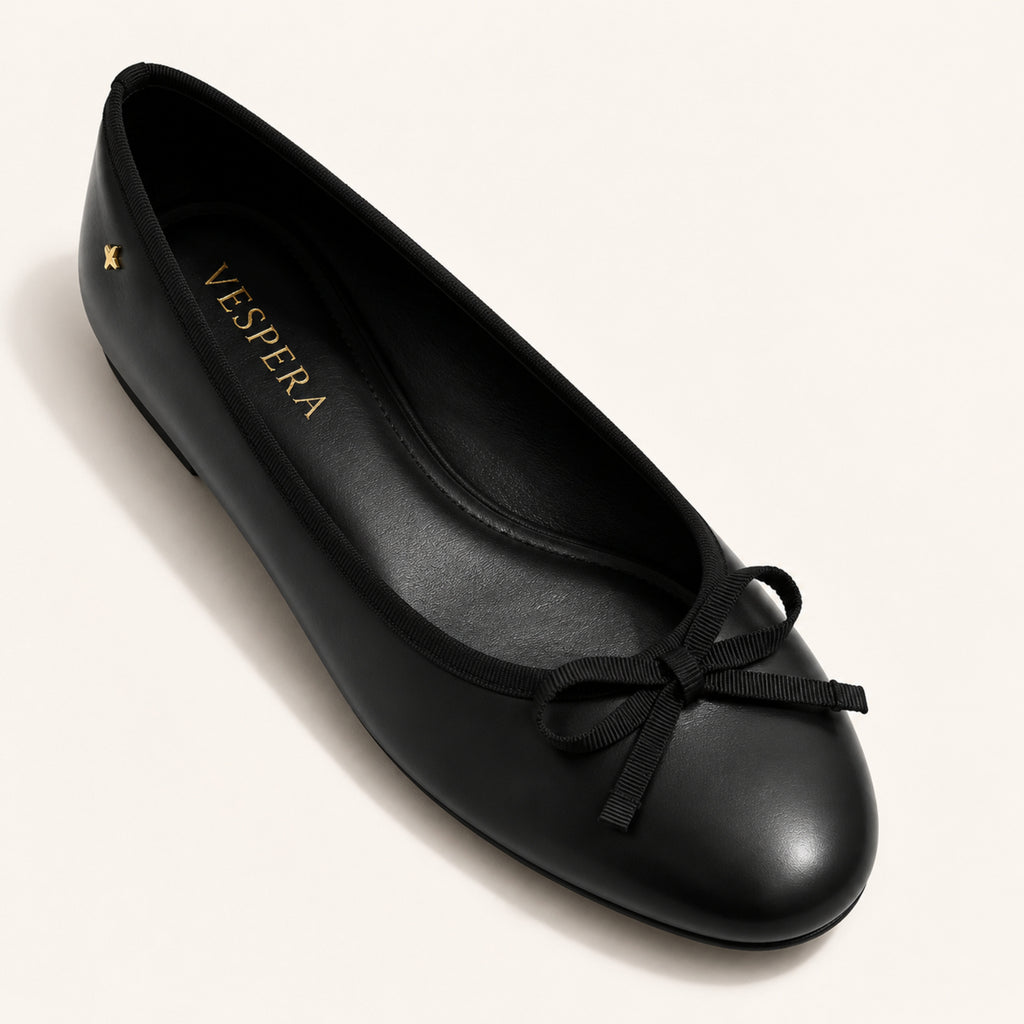 Margaux Ballet Flat — Noir Leather