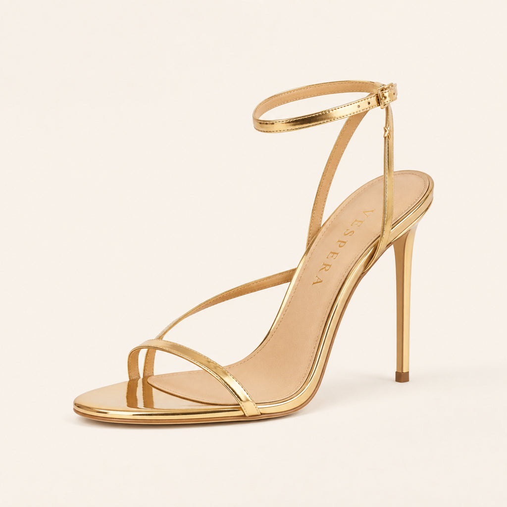 Odette Strappy Sandal 105 — Mirror Gold