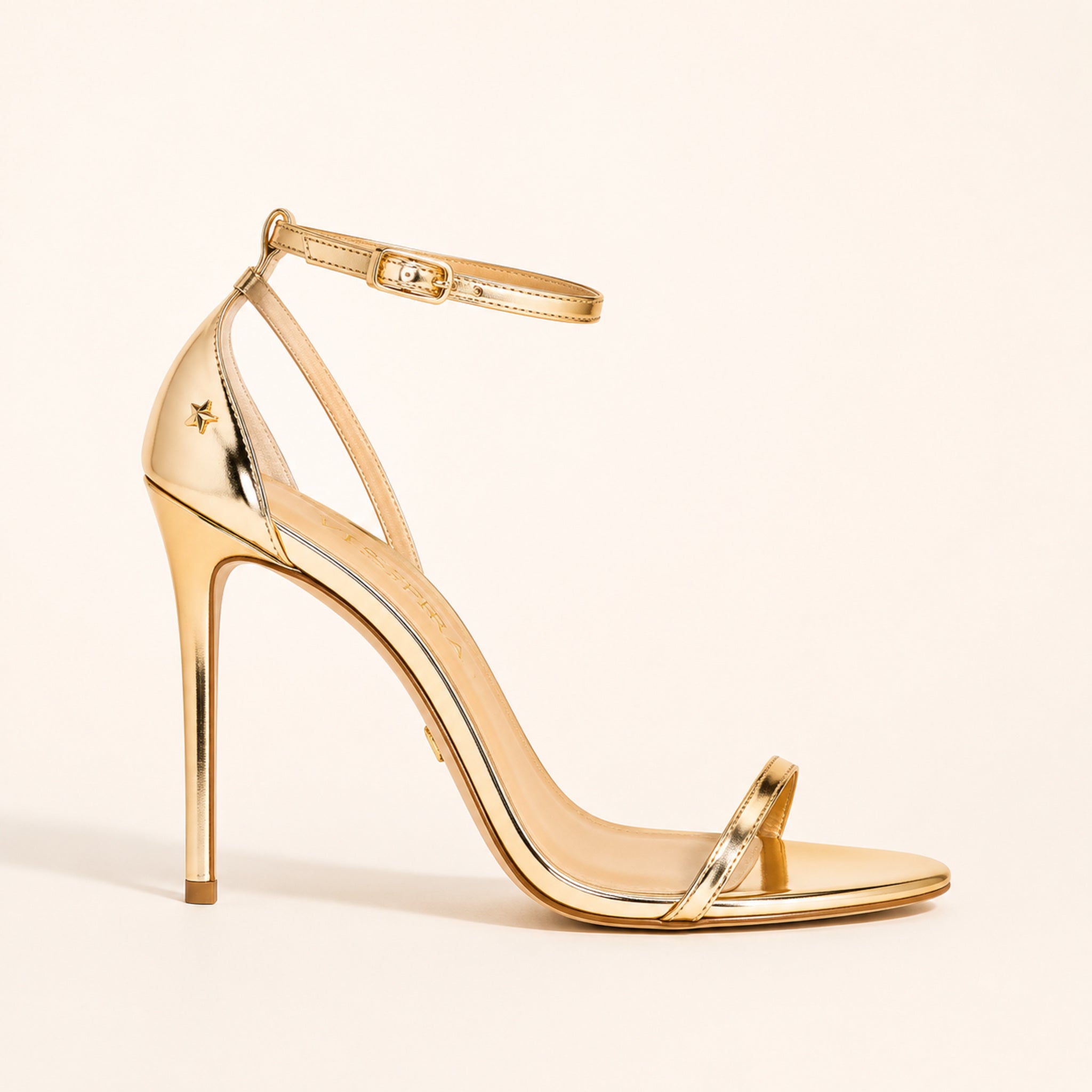 Odette Strappy Sandal 105 — Mirror Gold