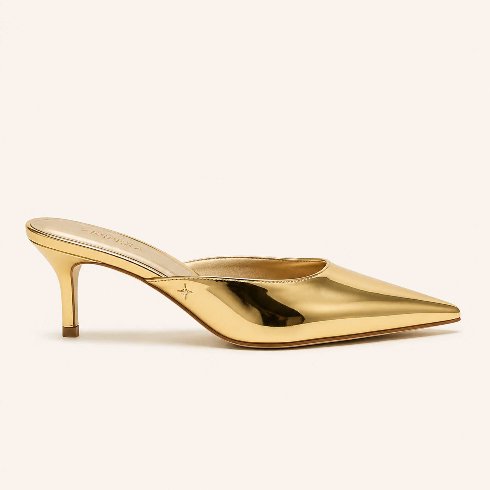 Renée Mule 70 — Mirror Gold