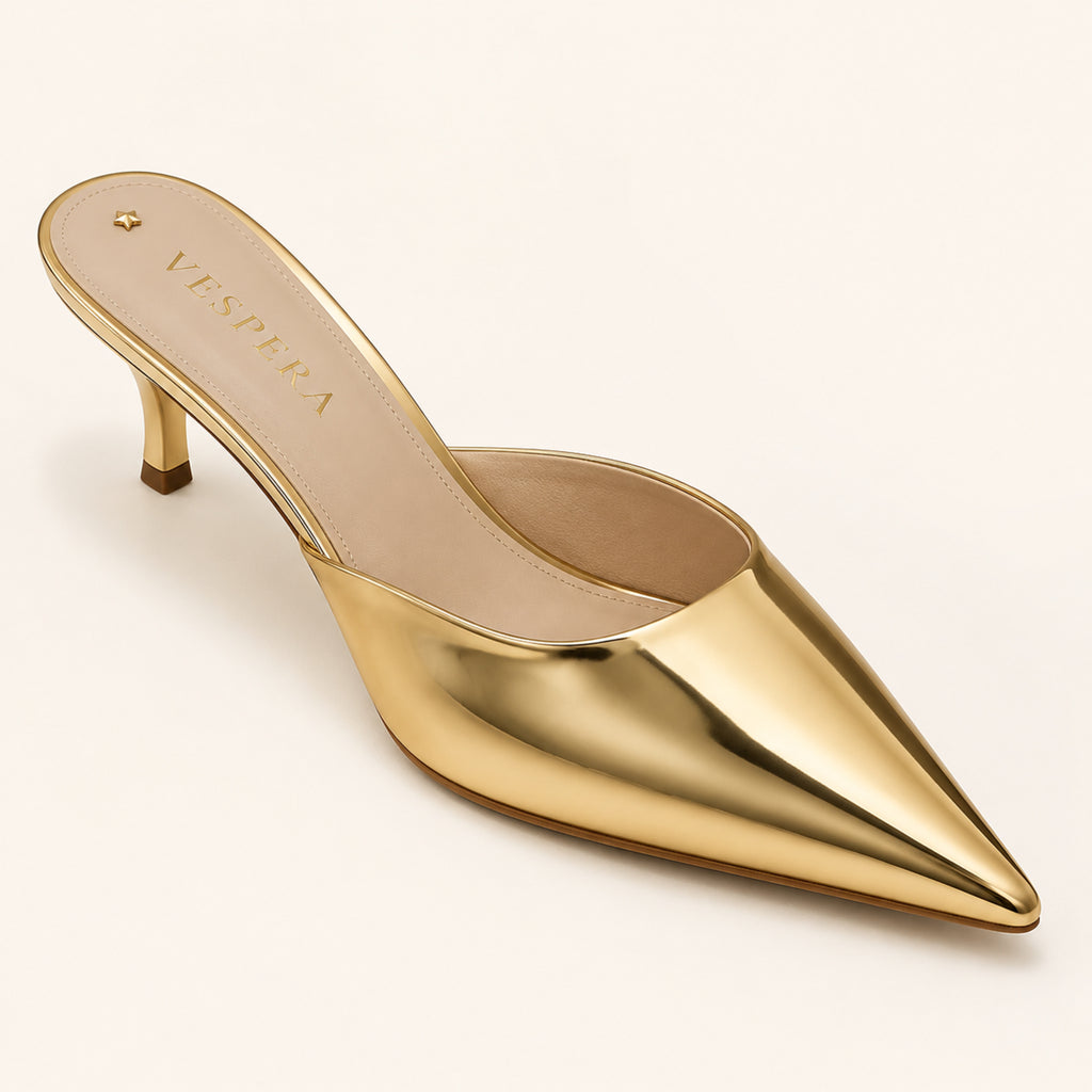Renée Mule 70 — Mirror Gold