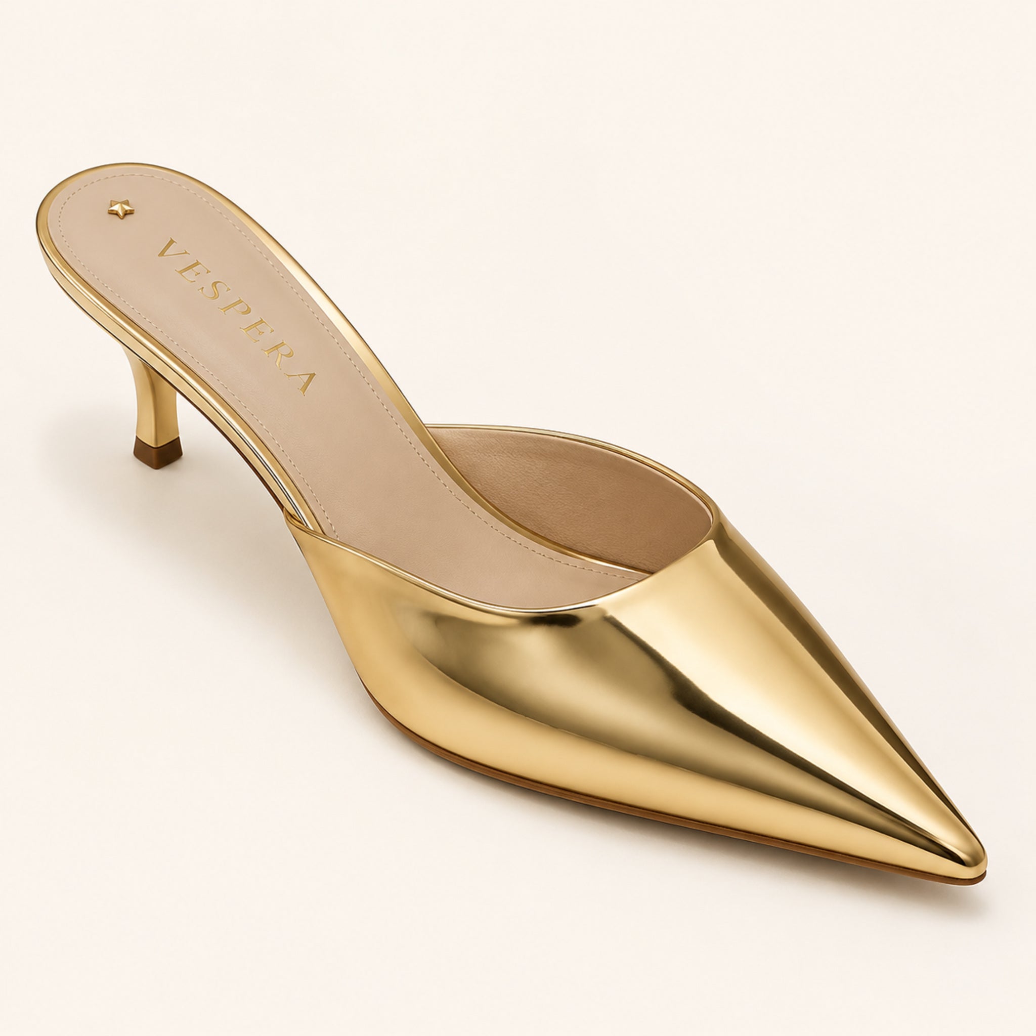 Renée Mule 70 — Mirror Gold